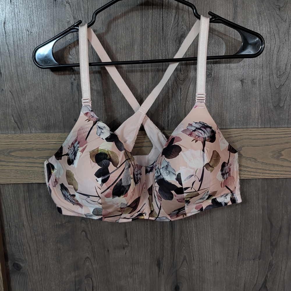Floral Pink Strappy Bra